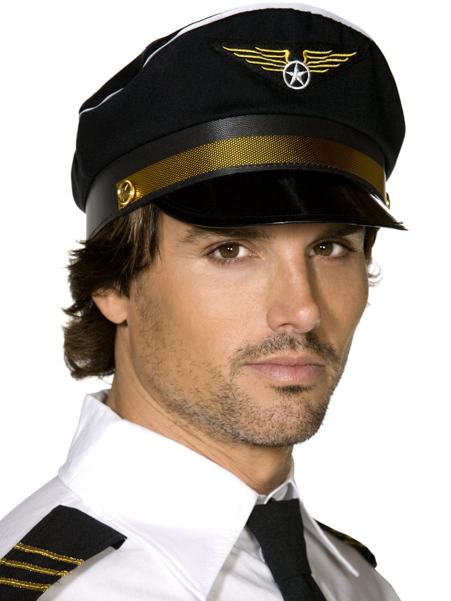 Mens Pilot Captain Cap Flight Uniform Accessory
