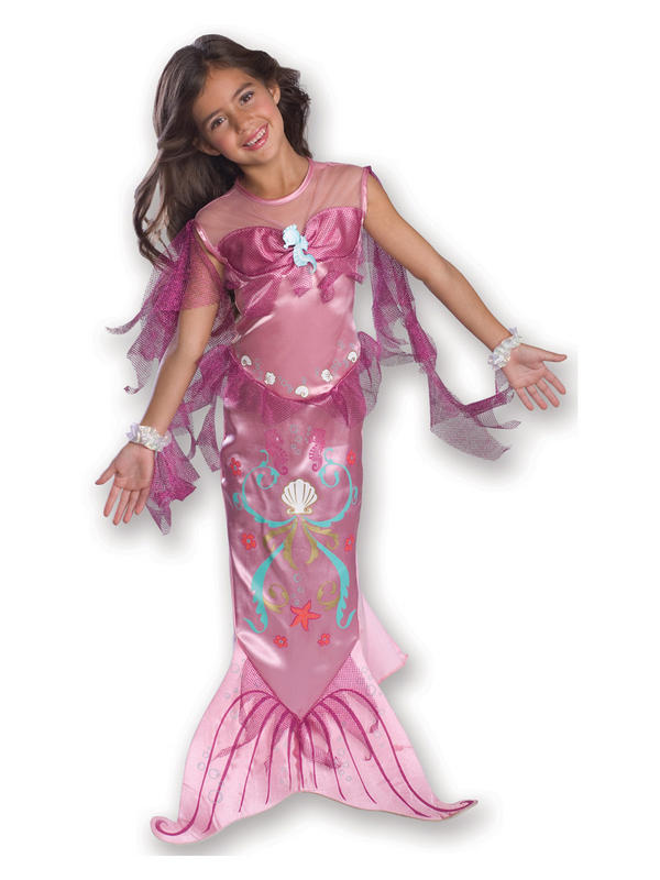 Girls Pink Mermaid Princess Fairytale Fancy Dress Costume