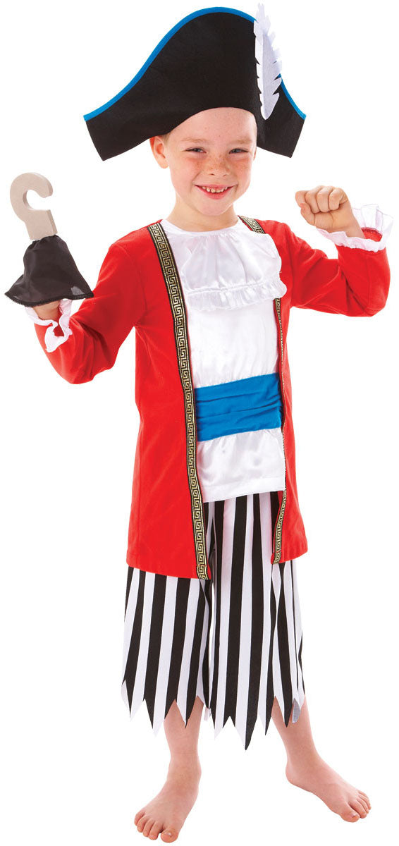 Boys Pirate Captain Caribbean Buccaneer Book Day Fancy Dress Costume