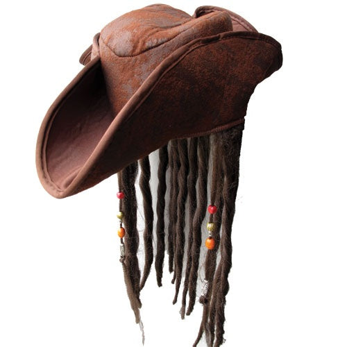 Caribbean Pirate Hat With Hair Swashbuckling Accessory