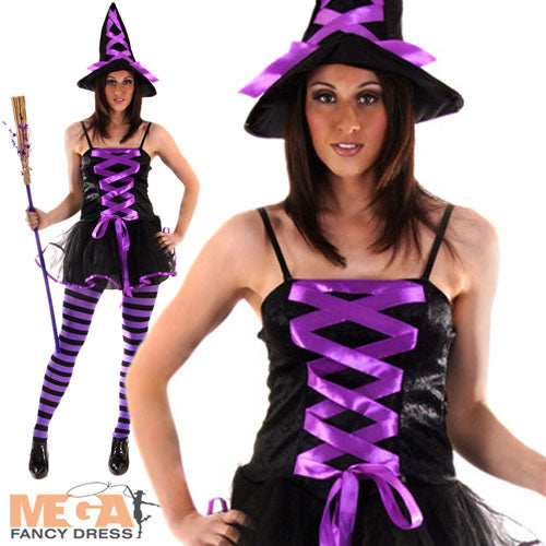 Sexy Witch Purple Dress and Hat Alluring Costume