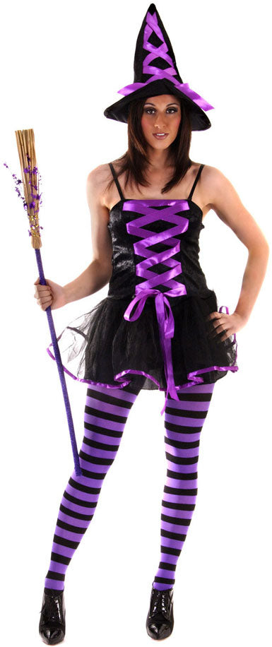 Sexy Witch Purple Dress and Hat Alluring Costume