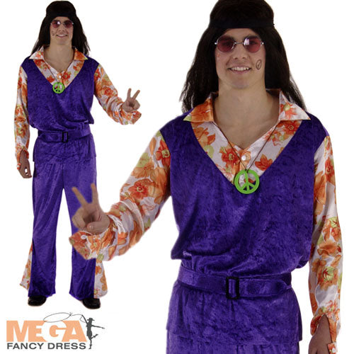 Mens Hippie Fancy Dress 60s & 70s Costume