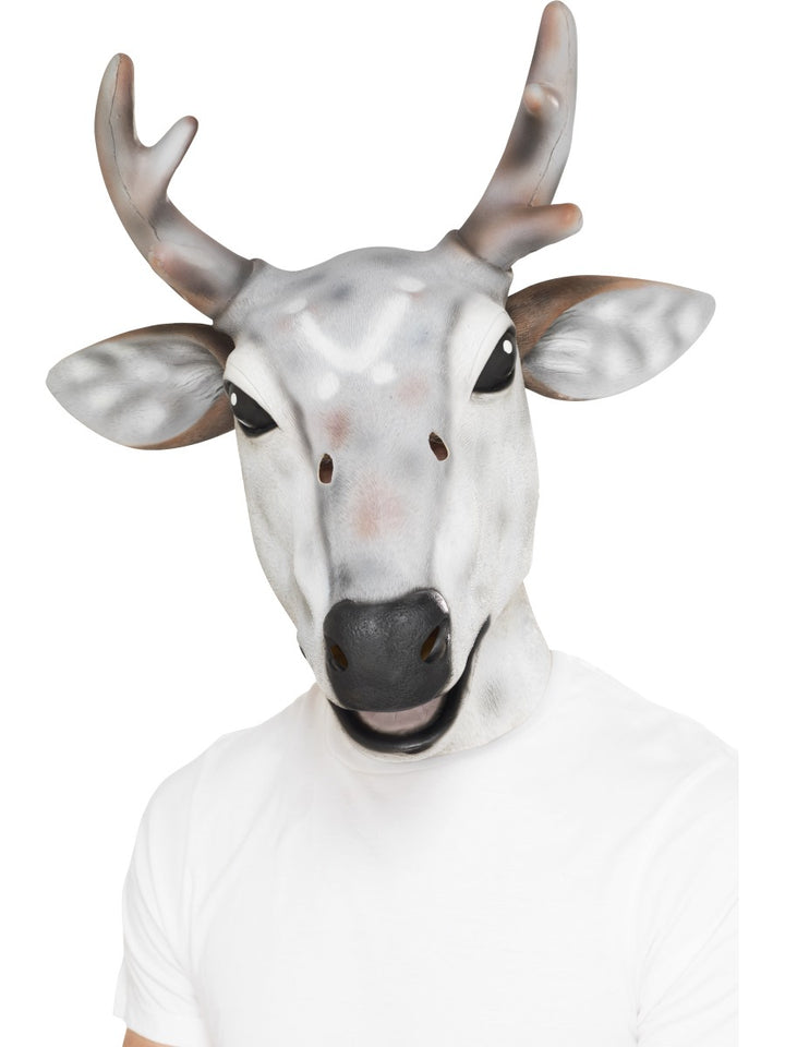Adults Grey Reindeer Stag Mask Christmas Animal Fancy Dress Costume Accessory