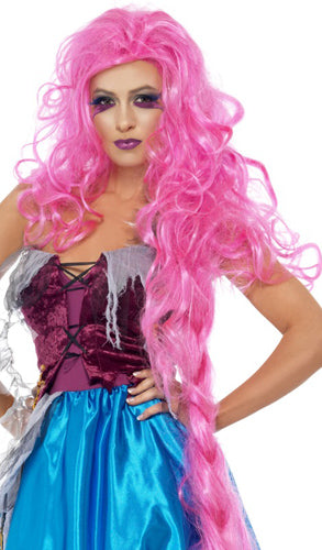 Repulsive Rapunzel Pink Halloween Wig Twisted Hairpiece
