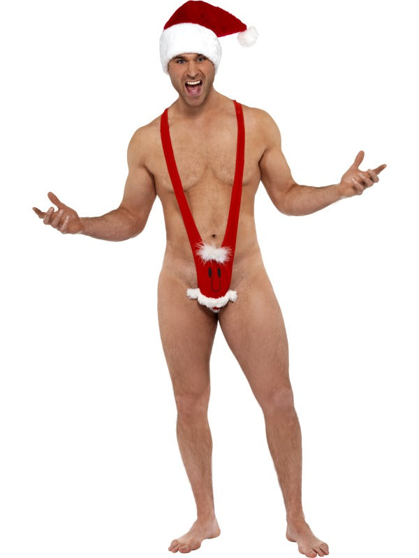 Santa Face Mankini Costume Holiday Party Outfit