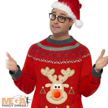 Adult Unisex Giant Reindeer Mascot Christmas Fancy Dress Costume - One Size main image 0
