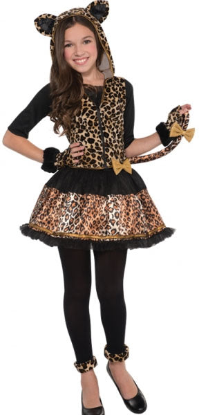 Girls Sassy Leopard Animal Halloween Costume