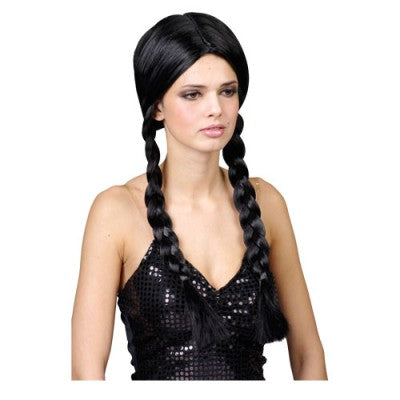 Black Pig Tails Wig School Girl Costume Accessory