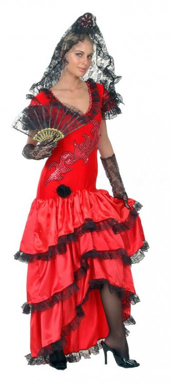 Spanish Flamenco Beauty Elegant Dancer Costume