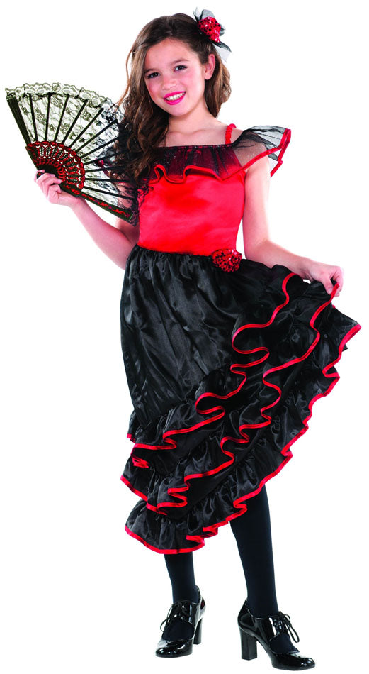 Girls Spanish Flamenco Dancer Costume