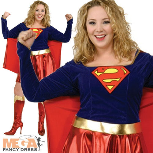 Super Girl Plus Size Costume Superhero Fancy Dress
