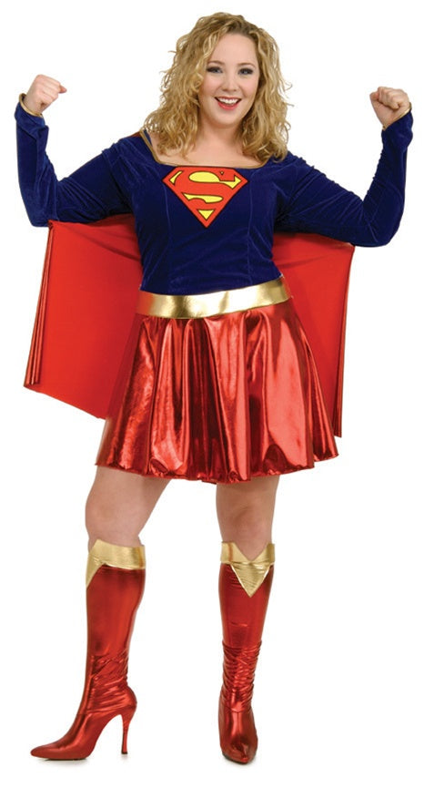 Super Girl Plus Size Costume Superhero Fancy Dress