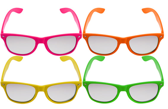Neon Clear Lens Frame Glasses, 4 Pack Party Accessory