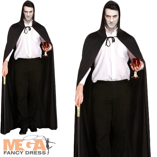 Black Long Cape Adults Mysterious Accessory Costume