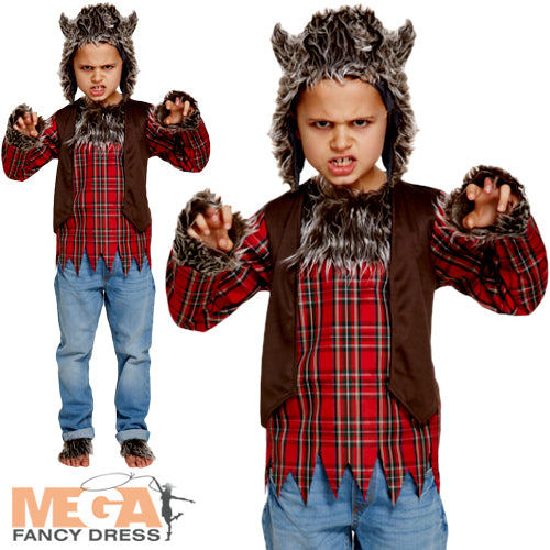Boys Werewolf Halloween Scary Animal Fancy Dress Costume