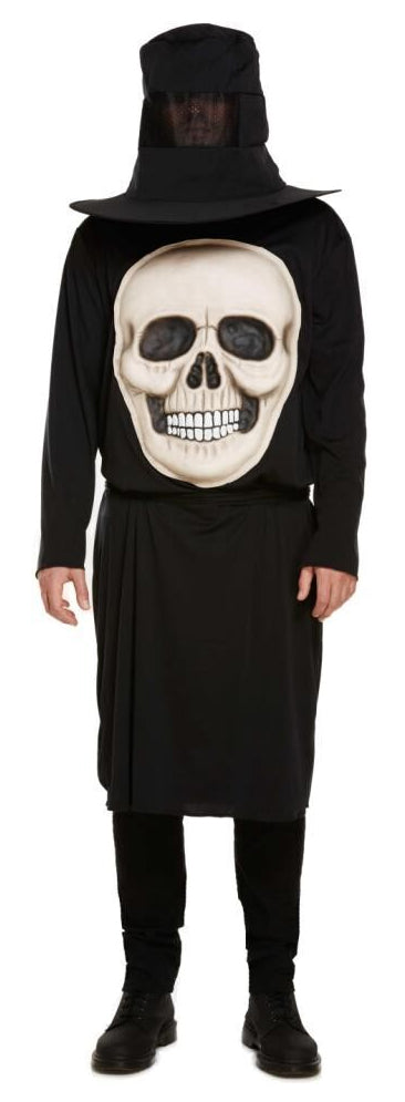 Mens Skeleton with Giant Face Halloween Costume