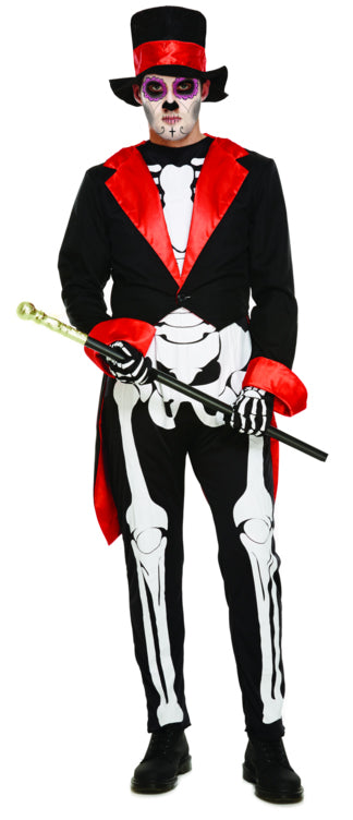 Men's Day Of The Dead Celebratory Skeleton Costume