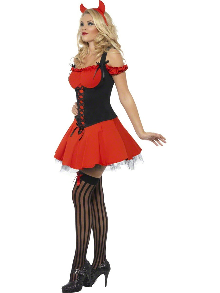 Ladies Sexy Red Devil Halloween Costume + Horns