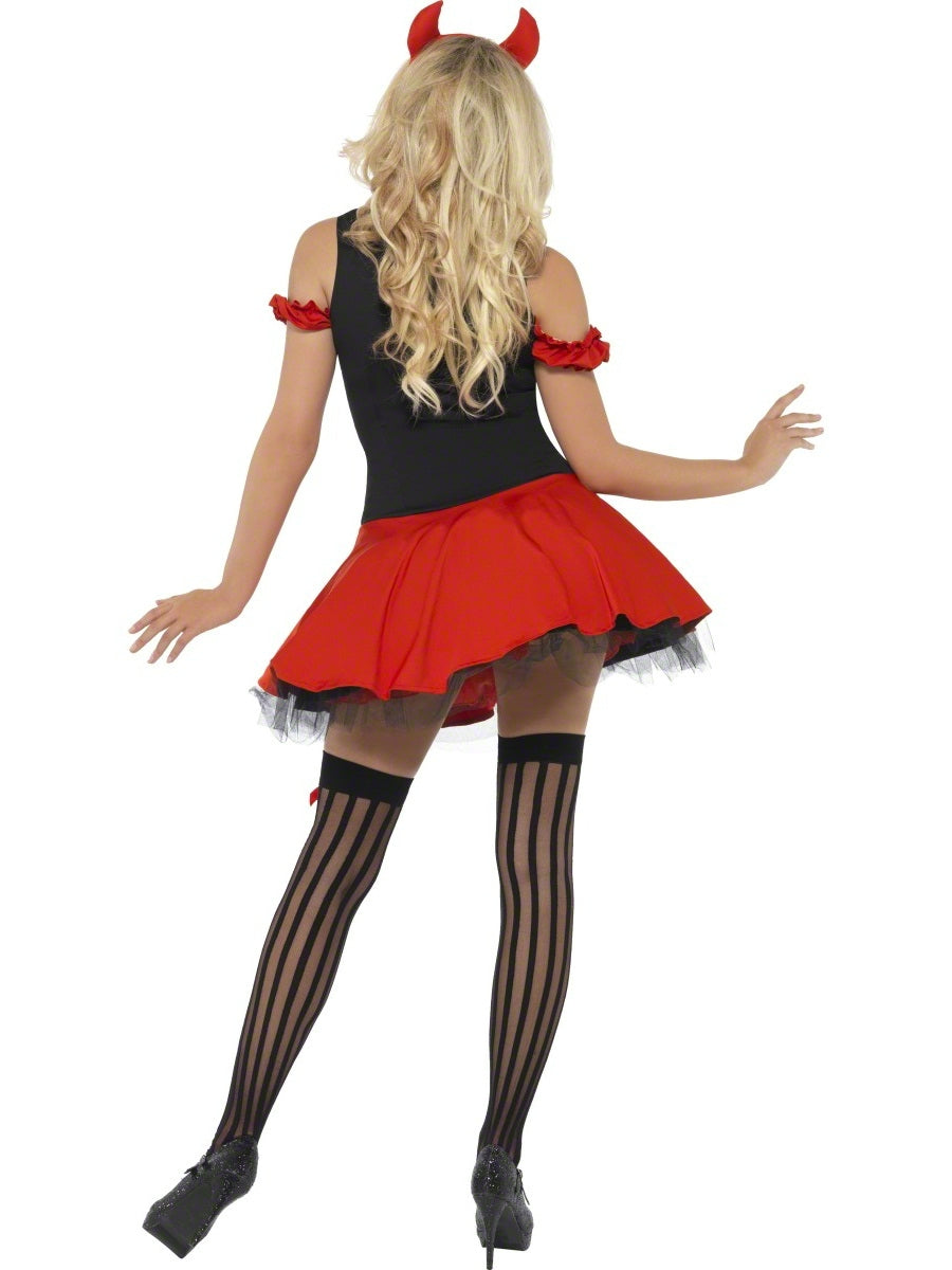Ladies Sexy Red Devil Halloween Costume + Horns