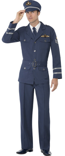 Mens Air Force Captain 1940s Pilot Military Fancy Dress Costume
