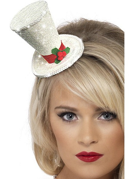 White Christmas Mini Top Hat Festive Fashion Accessory