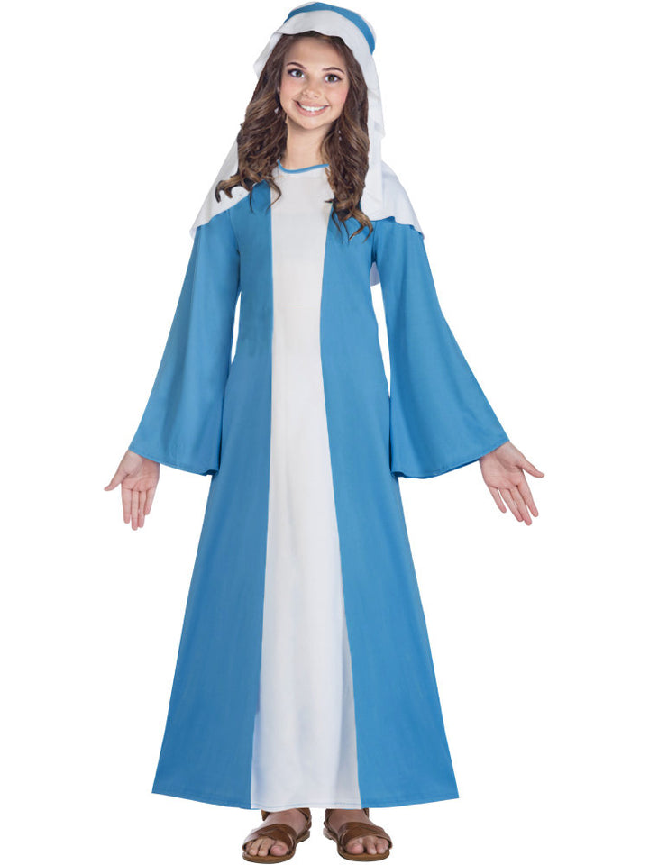 Girls Virgin Mary Nativity Christmas Fancy Dress Costume