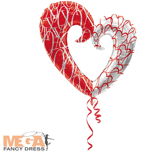 XO Hugs & Kisses Heart Pattern SuperShape Foil Balloon Romantic Decor